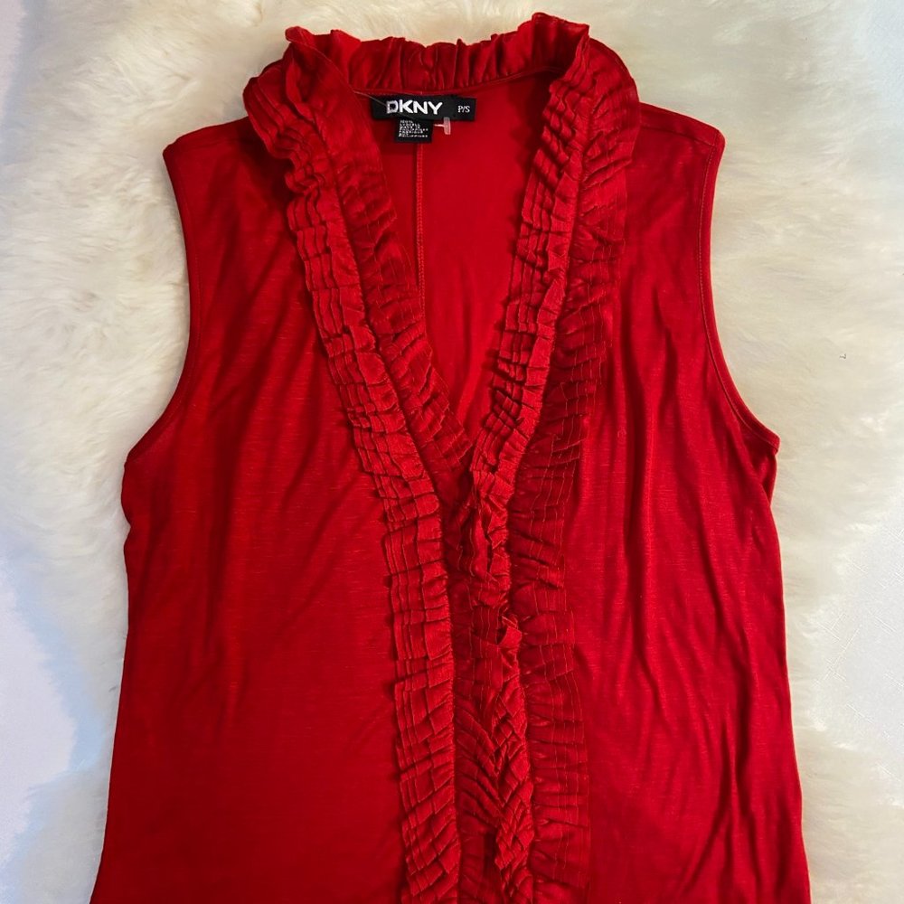 DKNY Sleeveless Bodycon Ruffles Top
